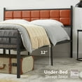thumbnail image 5 of VECELO Full Size Metal Bed Frame with PU Leather Upholstered Headboard, Modern Platform Bed with Metal Slats, No Box Spring Needed, Brown, 5 of 8