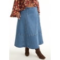 thumbnail image 4 of June + Vie Women's Plus Size Fit-And-Flare Denim Midi Skirt, 4 of 4
