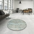 thumbnail image 4 of Ahgly Company Machine Washable Indoor Round Contemporary Silver Gray Area Rugs, 3' Round, 4 of 7