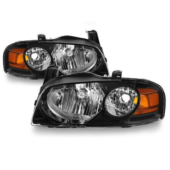 AKKON - Fits 2004 2005 2006 Sentra 4Door Sedan [Halogen Style] Black Headlamp Headlights Driver Passenger Pair 04 05 06