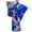 Dark Blue, variant on Odeerbi Girls Pajamas Fashion Kimono Tradition Improved Printing Cardigan Robe Formal Wear Set Red