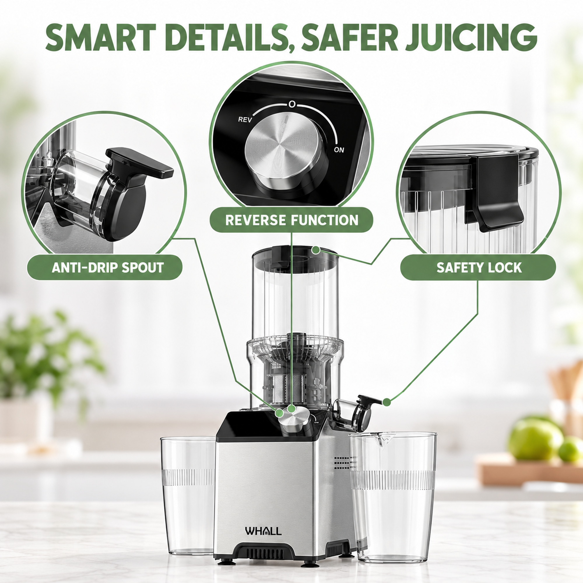 WHALL Cold Press Masticating Juicer photo 7