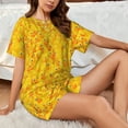 thumbnail image 4 of Pofeuu duck floating in the pool Print Women's Pajama Set Short/Shorts Soft Button PJs Elastic Drawstring Waist Sleepwear-Medium, 4 of 6