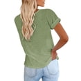 thumbnail image 2 of Summer Short Sleeve Women Solid Color Crew Neck Casual T-Shirt, 2 of 3