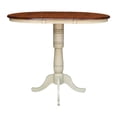 thumbnail image 3 of 36" Round Bar Height Table with 12" Leaf in Antiqued Almond/Espresso, 3 of 8