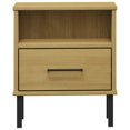 thumbnail image 2 of vidaXL Bedside Cabinet with Metal Legs Brown Solid Wood Pine OSLO, 2 of 5