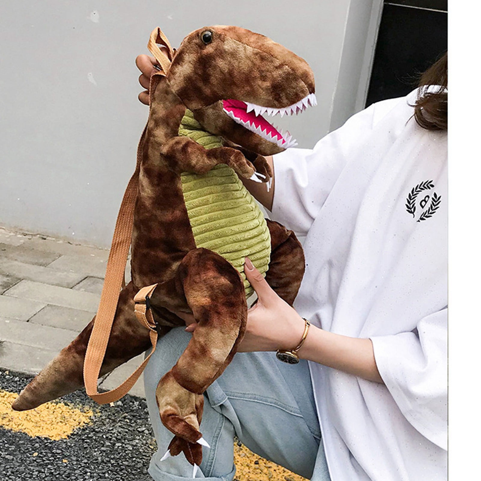 Mochila de felpa para ninos mochila de dinosaurio para ninos dibujos animados en 3D con forma de dinosaurio mochila de felpa suave para ninos bonita