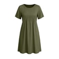 thumbnail image 6 of jtjvou Swimsuit Coverup for Women 2026 Short Sleeve Bathing Suit Cover Ups Beach Summer T-Shirt Dresses with Pockets Army Green S, 6 of 8