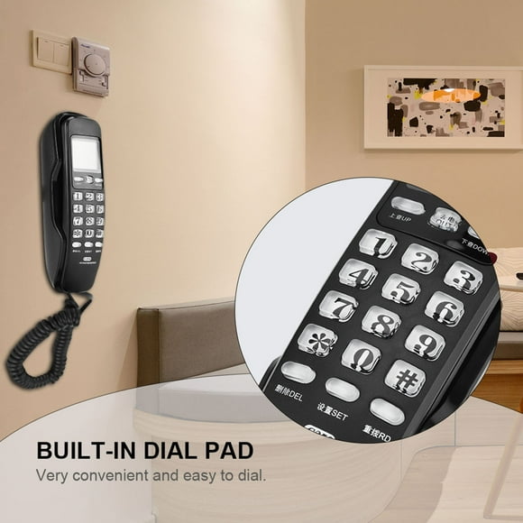 Wall TelephoneLast Number Redial Wall Hanging Telephone Landline Wall Phones Streamlined Design