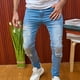 thumbnail image 5 of Pantalones largos para hombre, casuales, de mezclilla, de algodón, rectos, rotos, con agujeros, pantalones largos, pantalones de poliéster para hombre, 5 of 8