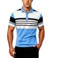 thumbnail image 4 of Men's Polo T Shirts Short Sleeve Button Up Basic Summer Outfits Sky Blue Golf Tops, 4 of 4