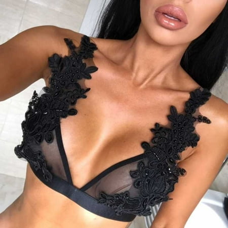 

SUPERHOMUSE Women s Ruffle Lace Lingerie Sexy Hollow Underwear Bra Push Up Strapless Beauty Back Bra Underwear