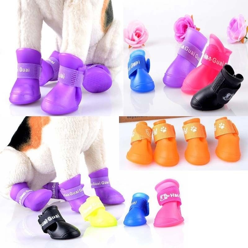 4Pcs Dog Cat Rain Protective Boots Waterproof Puppy Pet Shoes Boots