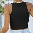 thumbnail image 4 of Yievot Streetwear Crop Tops Womens Solid Color Tank Top Sleeveless Racerback High Neck Casual Basic Fitted Shirt Woman Clothing On Clearance Black L, 4 of 6