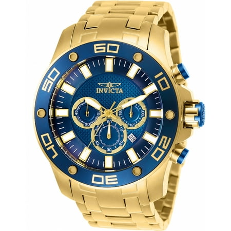 - 26078 Pro Diver Chronograph Blue Dial Men's Gold Stainless Steel Watch