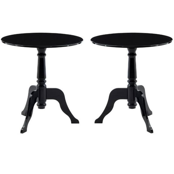 Home Square 2-Piece Furniture Transitional End Table Set in Black