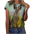 thumbnail image 4 of HTNBO Easter Day T Shirts for Women Funny Casual Summer Rabbit Printed Graphic Short Sleeve Tees Green XXL, 4 of 8