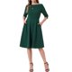 thumbnail image 2 of Vestido Inspirador Chic para Trabajar con Cuello Barco, Mangas Cortas, Midi, Corte Acampanado, Talla XL, Verde Oscuro, 2 of 6
