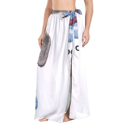 FORMRS Beach Sarong for Women Semi-Sheer Wrap Skirt Swimsuit Cover Up  Gray Cute Dog Artist
