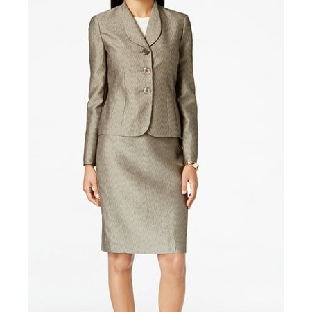 - Le Suit Womens Petites Monte Carlo Jacquard Metalllic Skirt Suit