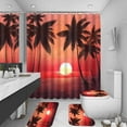 thumbnail image 2 of Hawaiian Sunset Tree Shower Curtain Set, 4PCS Bathroom Sets with Shower Curtain and Bath Mat, Toilet Lid Cover and U Shaped Rugs,72"x72" Polyester Fabric Bathtub Curtain with Hooks, SETZZTE17, 2 of 8