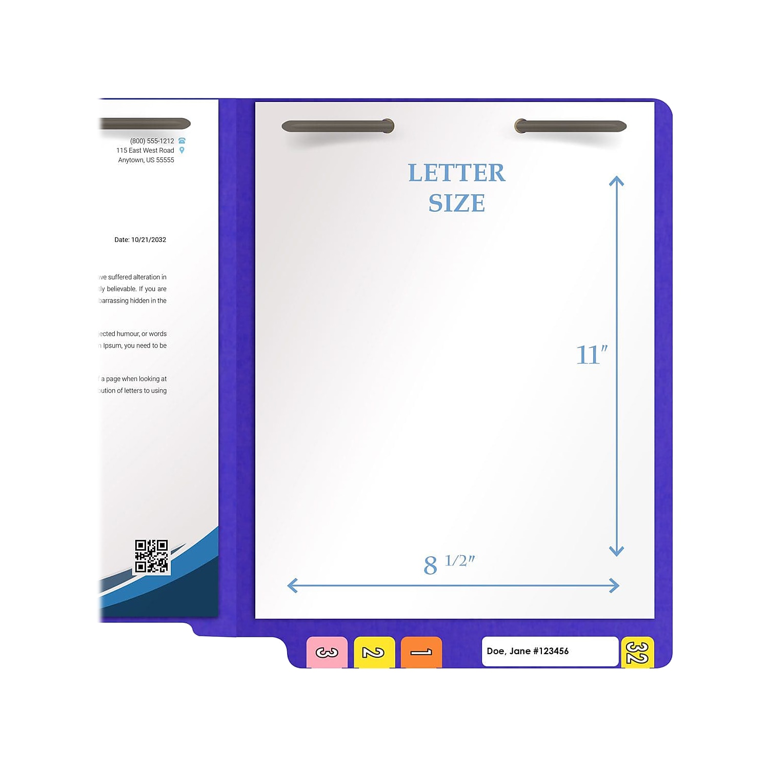 Medical Arts Press Heavy-Duty End Tab File Folder Straight Cut Letter-Size Purple 40/Box