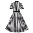 thumbnail image 3 of Formal Dresses for Women Short Sleeve Bowknot Neck Striped Retro Vintage 1950s Dress Fit and Flare Swing Cocktail Dress, 3 of 5