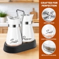 thumbnail image 6 of Salt and Pepper Shakers, Farmhouse Salt and Pepper Shakers Set with Holder, electroplated Handle, 4 oz Stainless Steel Glass Bottle Dispenser, for Table, RV, Camp, BBQ (White), 6 of 9