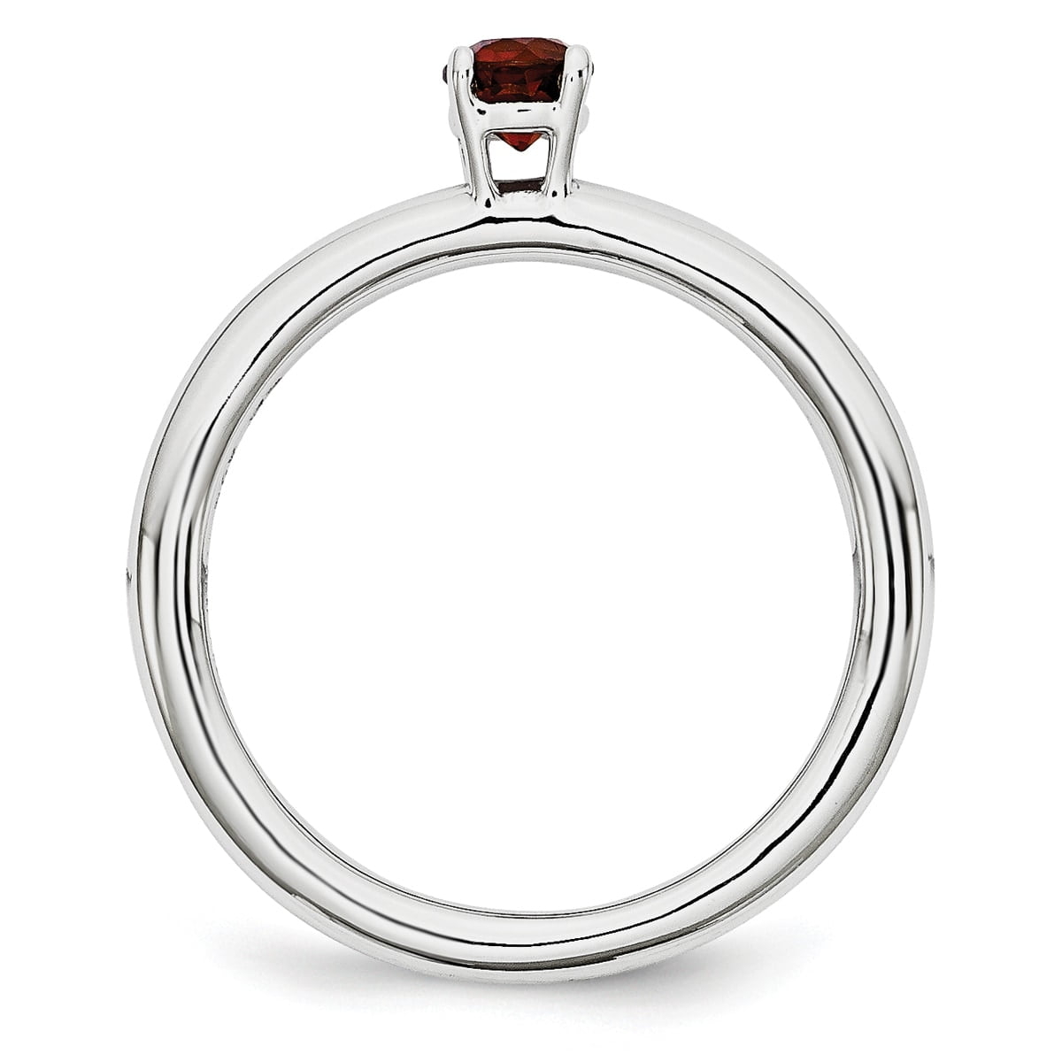 Garnet Sterling Silver Rhodium Ring