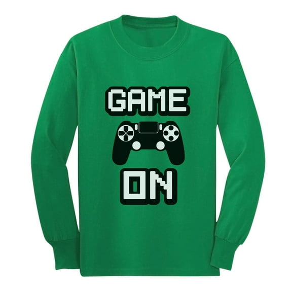 Tstars Kids' Unisex Long Sleeve Gamer Shirt - Nerdy Geek Gaming Apparel - S, Green