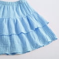 thumbnail image 5 of LIIPEE Girls Outfit Sets Casual Solid Color Ruffle Trim Puff Long Sleeve Crew Neck Button Down Shirt Pleated Skirt 2 Piece Set Children Kids Comfortable Breathable Cute Clothing,Blue,9-10 Years, 5 of 9