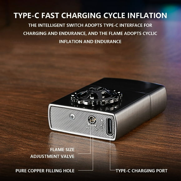 Sound-activated Electronic LighterSound-activated Induction Metal Open Flame Decompression Turntable 100ml Lighter for Ignite, Cooking, Barbecue, Camping