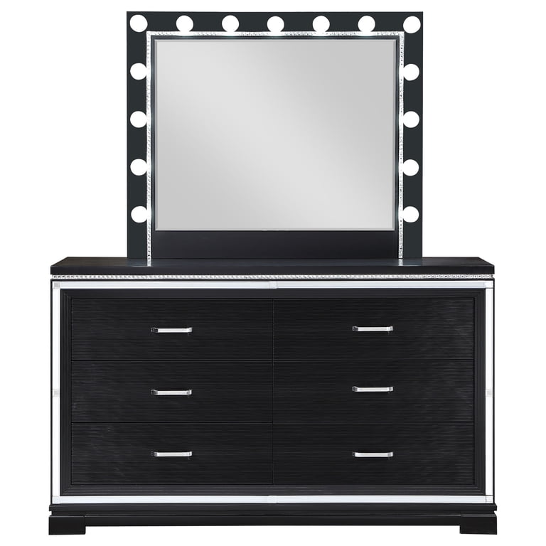 black dresser with mirror walmart Coaster Cappola 6-drawer Wood Lighting Silver and Size:15
