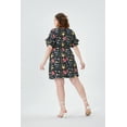 thumbnail image 3 of CASSIE LIZ Ladies Plus Size Dress 4X Flowers Print Pocket Flutter Trim Sleeves Dress V Neck Casual Loose Fits Dress For Summer 4XL 24W 26W, 3 of 4