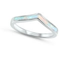 thumbnail image 4 of CHOOSE YOUR COLOR White Simulated Opal Chevron Thumb Pointed Ring .925 Sterling Silver Band CZ Female Size 8, 4 of 4