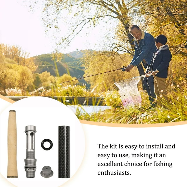 pitrice Poignée de Canne à Pêche Durable Siège de Moulinet Confortable Prise en Liège Accessoires Auto-Assemblage Kit de Remplacement kit-Mouche ensemble-Mouche6