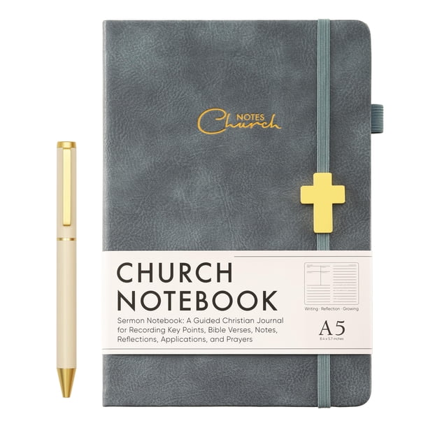 Cuaderno de Apuntes de Sermones Gracememory A5 Cuero 240 Páginas con Bolígrafo