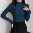 thumbnail image 2 of Xaqiouau Mock Neck Sweater for Women Ribbed Knit Long Sleeve Slim Fit Pullover Soft Stretch Lightweight Casual Fall Winter Sweater Top, 2 of 6