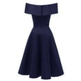 thumbnail image 5 of Uaswgudfs Off-Shoulder Sleeveless A-Line Dress: Flowy Summer Casual Essential with Defined Waist Navy S, 5 of 5