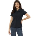 thumbnail image 1 of Camisa de manga corta Allegra K con botones azul marino S, 1 of 5