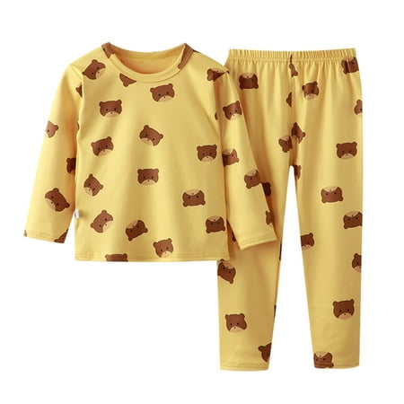 

Zlekejiko Toddler Kids Baby Boys Girls Long Sleeve Cartoon Tops Pj’s Pants Trousers Sleepwear Pajamas Outfits Set 2PCS