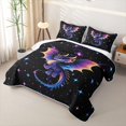 thumbnail image 3 of meiyoeat Kawaii Space Dragon Twin Quilt Set for Boys Girls, Galaxy Starry Satrs Twin Coverlet Set, Purple Blue, 2pcs, 3 of 7