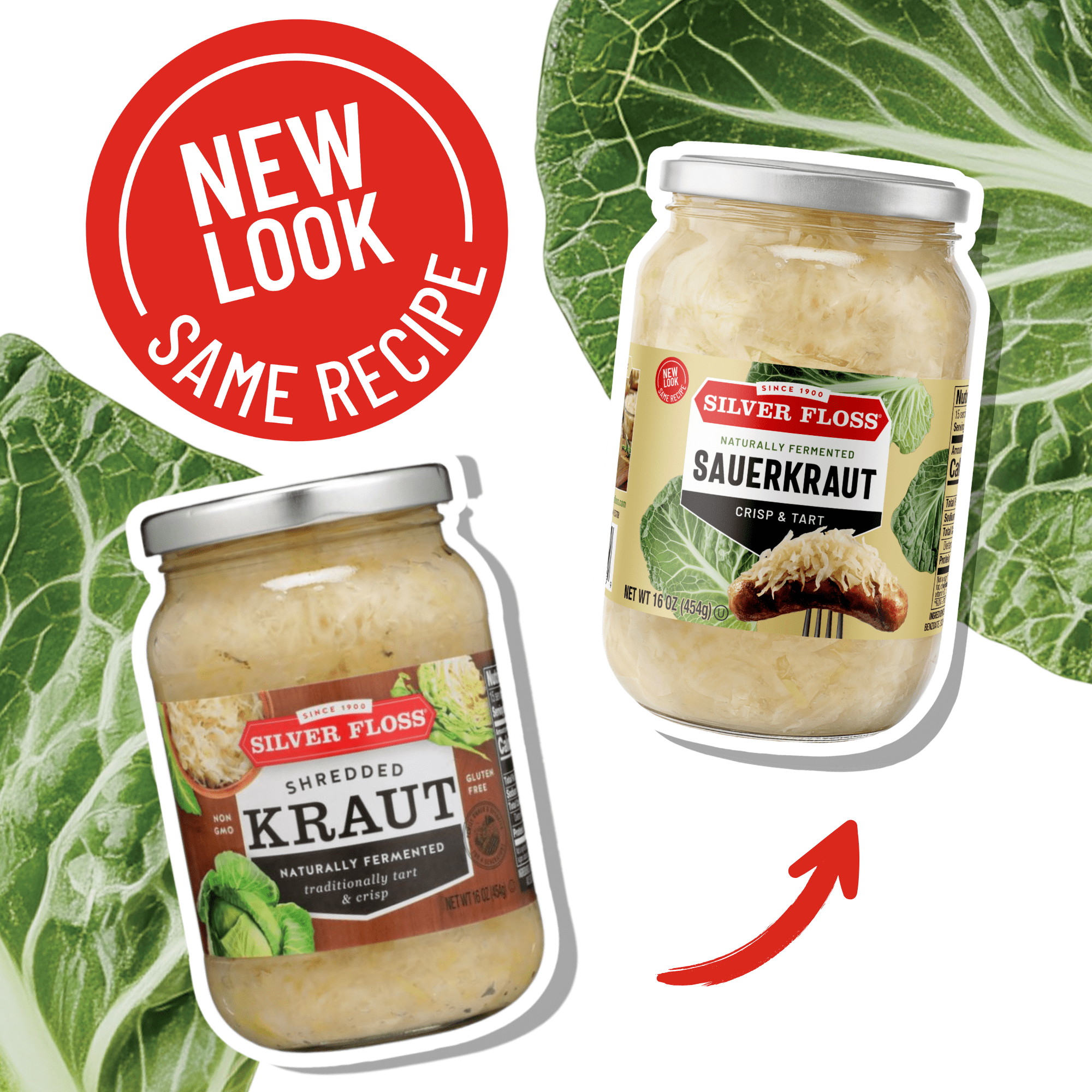 Silver Floss Naturally Fermented Shredded Sauerkraut, 32 oz Jar