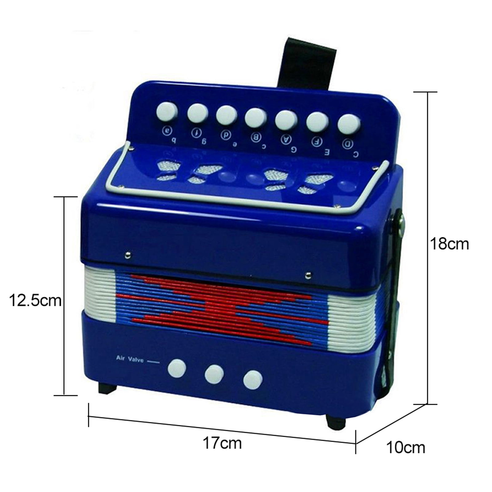Accordion instrument Educational Small Accordion Toy 7 Keys 2 Bass for Music Lovers Black Red Blue Kindergarten School Family