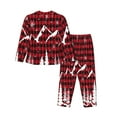 thumbnail image 2 of Junzan Christmas Tree Buffalo Plaid Print Womens Pajama Sets,Long Sleeve Button Down For Women Pjs 2 Piece, 2 of 9