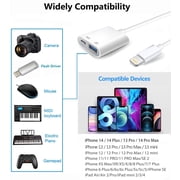 Apple Lightning to USB Camera Adapter with Charging Port for iPhone/iPad to Connect USB Flash Drive, SSD Hard Drive, Card Reader, Keyboard, Mouse, Hubs, MIDI, Plug & Play