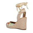 thumbnail image 3 of Nine West Multi Floral Tie Up Ankle Wrap Rounded Espadrille Wedge Heeled Sandals (White Multi, 6), 3 of 3