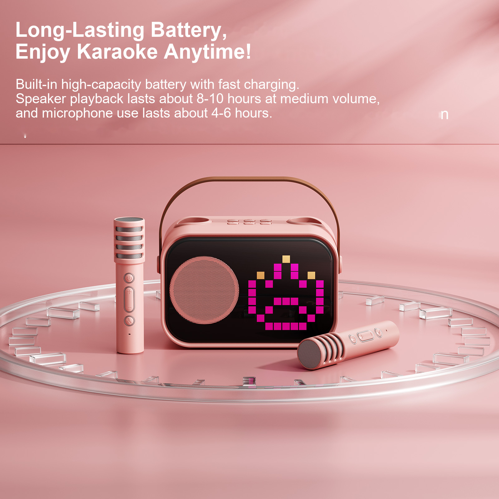 JYX Kids Pink Portable Karaoke Machine with 2 Microphones photo 6
