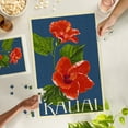 thumbnail image 5 of Lantern Press 1000 Piece Jigsaw Puzzle, Kauai, Hawaii, Red Hibiscus, Letterpress, 5 of 5