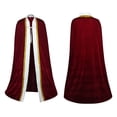thumbnail image 2 of Virmaxy Halloween Costume Men's Velvet Costume Cloak Red Royal Cape with White Panel Gold Trim for Halloween Medieval Cosplay Dress Up Wine, 2 of 8